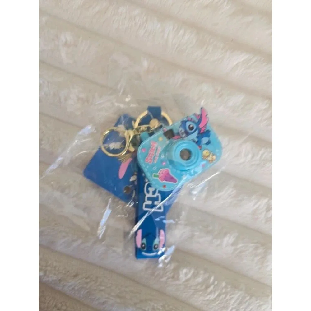 Blue Stitch camera keychain with wrist strap